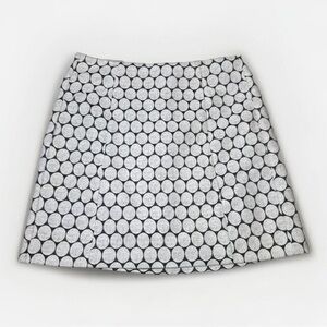 J Crew Size 2 Jacquard Geometric Design Skirt Back Zip Pockets White Gray EUC